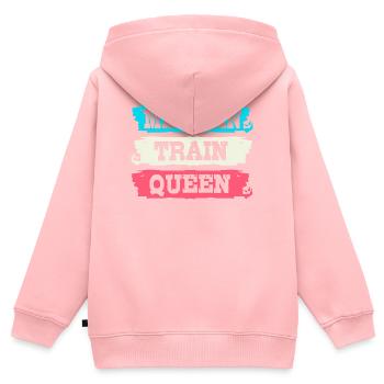 Domino Mexican Train - Kinder Premium Organic Zip Hoodie - Rosa - Hinten - AI Model Kid Female (0cm)