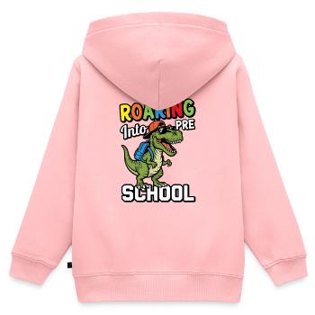 Brüllen in den Vorschul-Dinosaurier zurück zur Schule - Kinder Premium Organic Zip Hoodie - Rosa - Hinten - AI Model Kid Female (0cm)