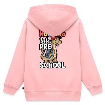 Brüllen in den Vorschul-Dinosaurier zurück zur Schule - Kinder Premium Organic Zip Hoodie - Rosa - Hinten - AI Model Kid Female (0cm)