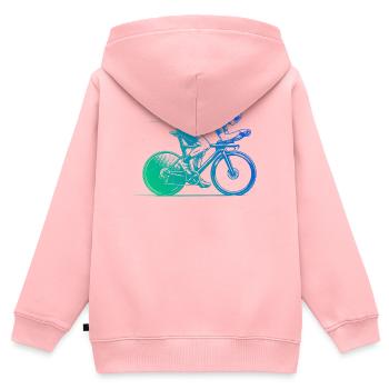 Super cadeau pour vélo de route - Sweat Premium à capuche zippé enfant bio - rose - Dos - AI Model Kid Female (0cm)