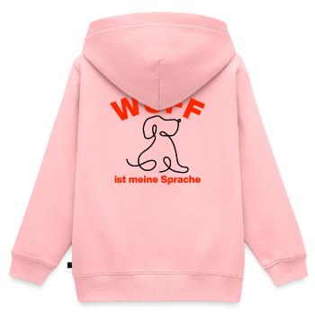 WUFF – IST MEINE SPRACHE! 🐕 HUNDELIEBE DOGLOVE - Kinder Premium Organic Zip Hoodie - Rosa - Hinten - AI Model Kid Female (0cm)