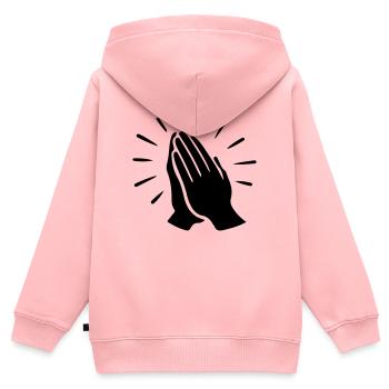Beten Hände Gebet - Kinder Premium Organic Zip Hoodie - Rosa - Hinten - AI Model Kid Female (0cm)