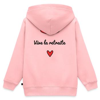 RETRAITE. RETRAITE. RETRAITEE. RETRAITE - Sweat Premium à capuche zippé enfant bio - rose - Dos - AI Model Kid Female (0cm)