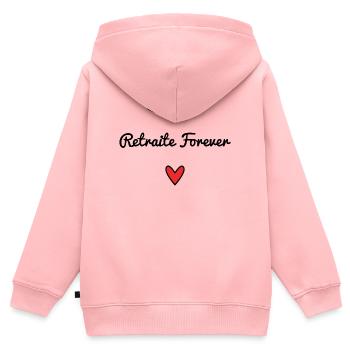 RETRAITE. RETRAITE. RETRAITEE. RETRAITE - Sweat Premium à capuche zippé enfant bio - rose - Dos - AI Model Kid Female (0cm)