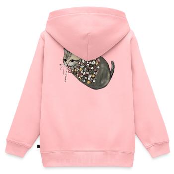 Chat en bonbon à motif - Sweat Premium à capuche zippé enfant bio - rose - Dos - AI Model Kid Female (0cm)
