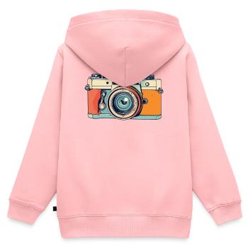 Retro Spiegelreflex Kamera Fotoaparat Illustration - Kinder Premium Organic Zip Hoodie - Rosa - Hinten - AI Model Kid Female (0cm)