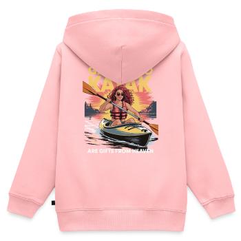 Cadeaux Girls Who Kayak Heaven Design - Sweat Premium à capuche zippé enfant bio - rose - Dos - AI Model Kid Female (0cm)