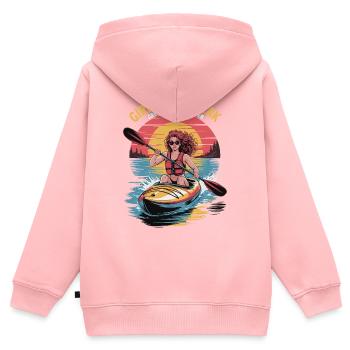 Cadeaux Girls Who Kayak Heaven Design - Sweat Premium à capuche zippé enfant bio - rose - Dos - AI Model Kid Female (0cm)