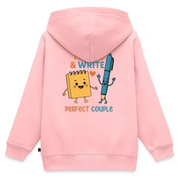 Note & Write Perfect Couple - Kinder Premium Organic Zip Hoodie - Rosa - Hinten - AI Model Kid Female (0cm)