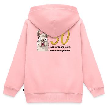 30 Geburtstag – Kurz erschrocken, dann gefeiert - Kinder Premium Organic Zip Hoodie - Rosa - Hinten - AI Model Kid Female (0cm)