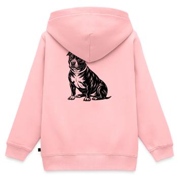 Amerikanischer Pitbull - Kinder Premium Organic Zip Hoodie - Rosa - Hinten - AI Model Kid Female (0cm)