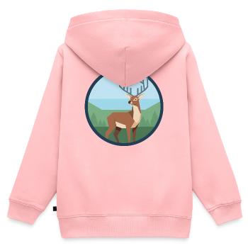 Cerf - Sweat Premium à capuche zippé enfant bio - rose - Dos - AI Model Kid Female (0cm)