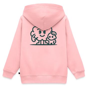 Friendly Cloud Duo Illustration - Sweat Premium à capuche zippé enfant bio - rose - Dos - AI Model Kid Female (0cm)