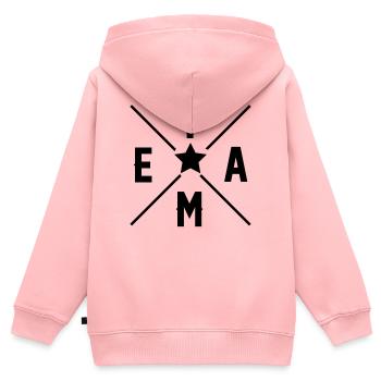 Équipe - Sweat Premium à capuche zippé enfant bio - rose - Dos - AI Model Kid Female (0cm)