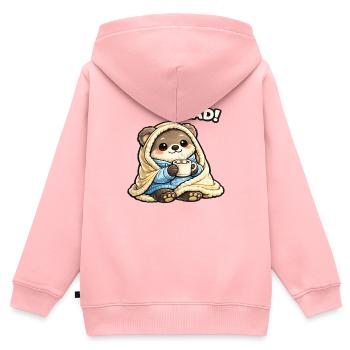 Kuschelbär Lesezeit Unter Decke - Kinder Premium Organic Zip Hoodie - Rosa - Hinten - AI Model Kid Female (0cm)