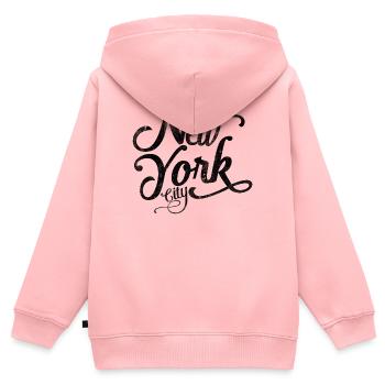 New York City – Schwarze Vintage-Schrift - Kinder Premium Organic Zip Hoodie - Rosa - Hinten - AI Model Kid Female (0cm)