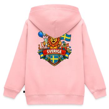 Schwedens fröhliches Logo - Kinder Premium Organic Zip Hoodie - Rosa - Hinten - AI Model Kid Female (0cm)