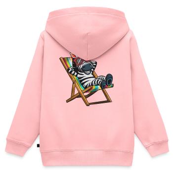 Zebra relaxed im Liegestuhl mit bunten Streifen - Kinder Premium Organic Zip Hoodie - Rosa - Hinten - AI Model Kid Female (0cm)
