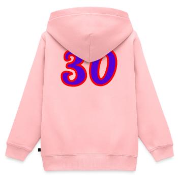 30. 30 ANS. 30e ANNIVERSAIRE. ANNIVERSAIRE 30 ANS. - Sweat Premium à capuche zippé enfant bio - rose - Dos - AI Model Kid Female (0cm)
