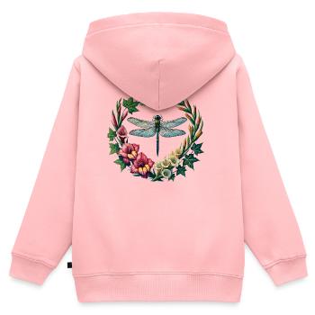 Libellen-Blumenkranzrahmen - Kinder Premium Organic Zip Hoodie - Rosa - Hinten - AI Model Kid Female (0cm)