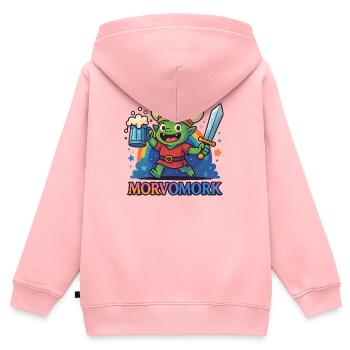 Gobelin Viking Héros amusant - Sweat Premium à capuche zippé enfant bio - rose - Dos - AI Model Kid Female (0cm)