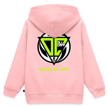 OLI CAPP - MUSIC IS LIFE LOGO - Sweat Premium à capuche zippé enfant bio - rose - Dos - AI Model Kid Female (0cm)