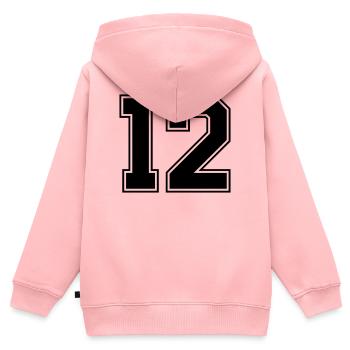12 Zahl - Kinder Premium Organic Zip Hoodie - Rosa - Hinten - AI Model Kid Female (0cm)