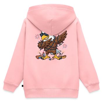 Lustiger dabbender Adler zum 4. Juli - Kinder Premium Organic Zip Hoodie - Rosa - Hinten - AI Model Kid Female (0cm)