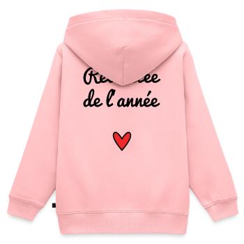 RETRAITEE. RETRAITE. RETRAITEE. RETRAITE - Sweat Premium à capuche zippé enfant bio - rose - Dos - AI Model Kid Female (0cm)