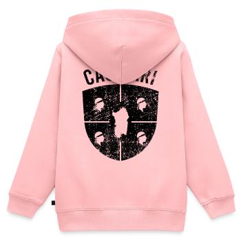 T-shirt souvenir de Cagliari design cadeau Sardaigne - Sweat Premium à capuche zippé enfant bio - rose - Dos - AI Model Kid Female (0cm)