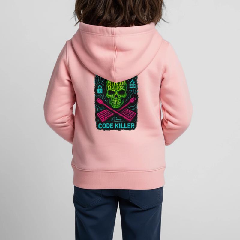 Hack the Planet Code Killer - Cybersécurité Sweat Premium à capuche zippé enfant bio