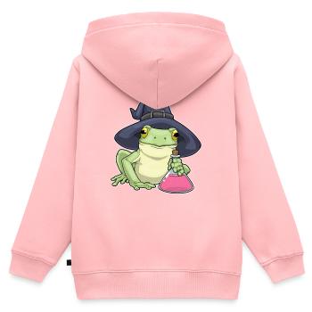 Frosch Hexe Zaubertrank - Kinder Premium Organic Zip Hoodie - Rosa - Hinten - AI Model Kid Female (0cm)