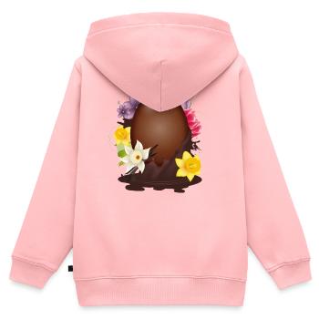 Œuf de Pâques en chocolat avec fleurs et vanille - Sweat Premium à capuche zippé enfant bio - rose - Dos - AI Model Kid Female (0cm)