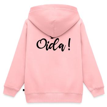 Oida! Österreich Herz I love Austria Dialekt  - Kinder Premium Organic Zip Hoodie - Rosa - Hinten - AI Model Kid Female (0cm)