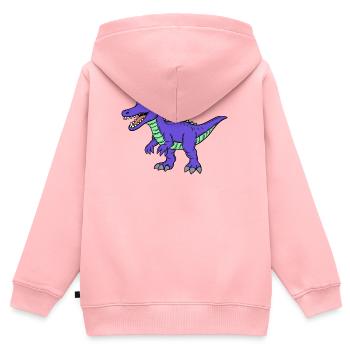 Dino - Kinder Premium Organic Zip Hoodie - Rosa - Hinten - AI Model Kid Female (0cm)