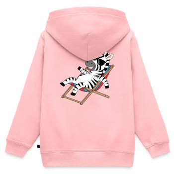 Zebra im Liegestuhl mit Sonnenbrille - Kinder Premium Organic Zip Hoodie - Rosa - Hinten - AI Model Kid Female (0cm)