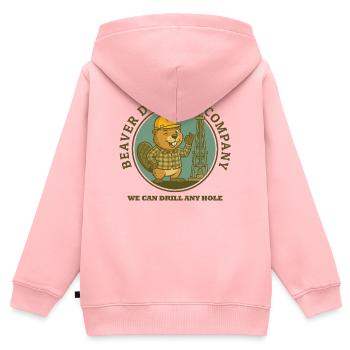 Beaver Drilling Co kann jedes Loch bohren. Schmutz - Kinder Premium Organic Zip Hoodie - Rosa - Hinten - AI Model Kid Female (0cm)