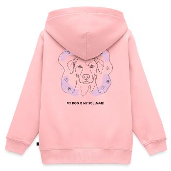 Hund Soulmate Line Art - Kinder Premium Organic Zip Hoodie - Rosa - Hinten - AI Model Kid Female (0cm)