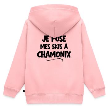 Skigebiete, Skifahrer, Skifahrer - Kinder Premium Organic Zip Hoodie - Rosa - Hinten - AI Model Kid Female (0cm)