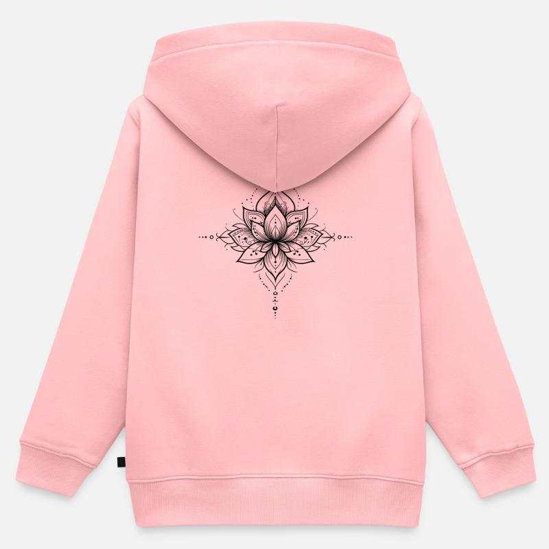 Fleur de lotus, calme et harmonie, - Sweat Premium à capuche zippé enfant bio - rose