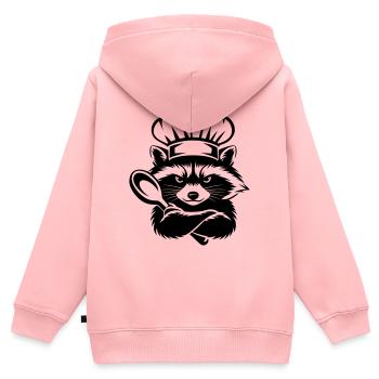 Lustiger Waschbär mit Kochmütze und Löffel - Kinder Premium Organic Zip Hoodie - Rosa - Hinten - AI Model Kid Female (0cm)