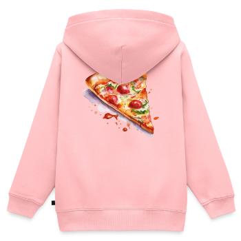 Aquarell Pizza  - Kinder Premium Organic Zip Hoodie - Rosa - Hinten - AI Model Kid Female (0cm)
