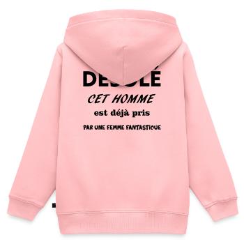 HOMME PRIS - Sweat Premium à capuche zippé enfant bio - rose - Dos - AI Model Kid Female (0cm)