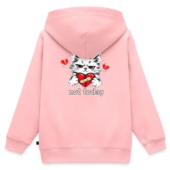« Chat sinistre avec un bandage en forme de cœur » - Sweat Premium à capuche zippé enfant bio - rose - Dos - AI Model Kid Female (0cm)