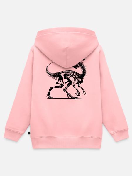Dinosaurier Raptor mit Rückgrat Knochen - Kinder Premium Organic Zip Hoodie - Rosa