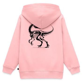 Raptor - J’étais le patron... devant la météorite - Sweat Premium à capuche zippé enfant bio - rose - Dos - AI Model Kid Female (0cm)