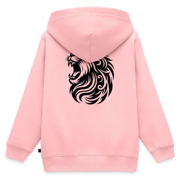 Brüllender Löwe mit eleganter Mähne und Zähnen - Kinder Premium Organic Zip Hoodie - Rosa - Hinten - AI Model Kid Female (0cm)