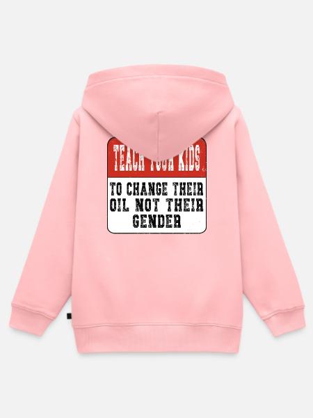 Teach your Kids - Anti Gender  - Hoodie Premium med dragkedja barn ekologisk - rosa