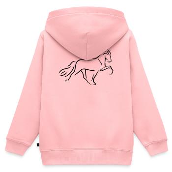 Islandpferd Tölter im Linienstil - Kinder Premium Organic Zip Hoodie - Rosa - Hinten - AI Model Kid Female (0cm)