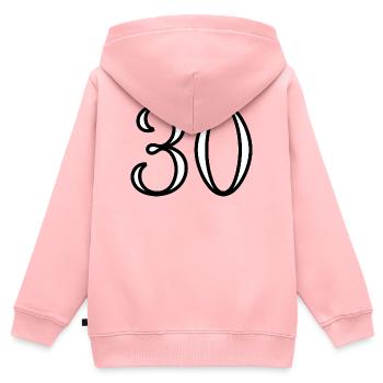 30. 30 ANS. 30e ANNIVERSAIRE. ANNIVERSAIRE 30 ANS. - Sweat Premium à capuche zippé enfant bio - rose - Dos - AI Model Kid Female (0cm)